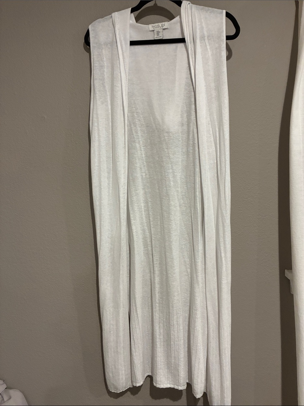 Rachel Zoe White Long Draped Sleeveless Duster Vest
